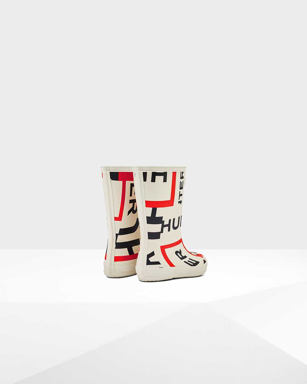 Hunter Original First Classic Exploded Logo Kids Rain Boots NZ-16425N White